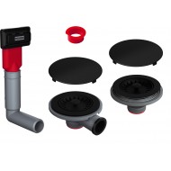 Manual Waste Kit Set 2 Bowl with Overflow - Matte Black